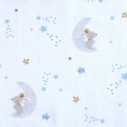 Gots Printed Cotton LENA White / Blue Multicolored